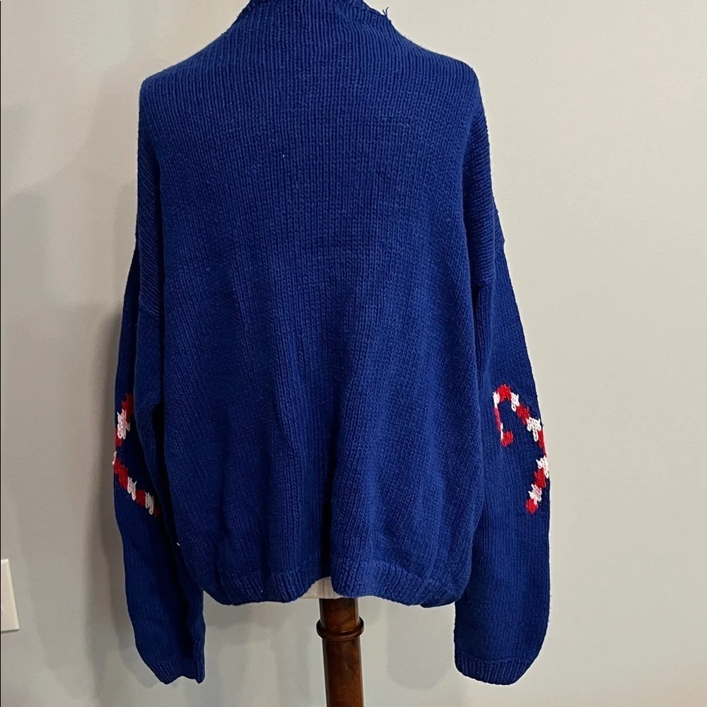 Robert Scott Vintage Knitted Festive Blue Holiday Sweater Cardigan XL - Picture 7 of 7